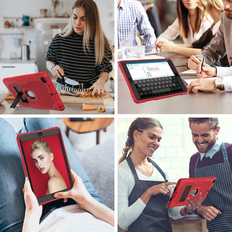 Contrast Color Robot Shockproof Silicone + PC Protective Case with Holder For iPad 9.7 (2017/2018)(Red Black) - iPad 9.7 (2018) & (2017) Cases by buy2fix | Online Shopping UK | buy2fix