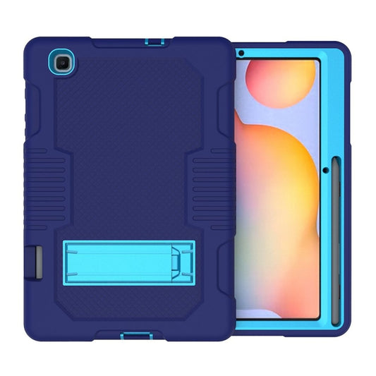 Contrast Color Robot Shockproof Silicone + PC Protective Case with Holder For Samsung Galaxy Tab S6 Lite P610(Navy Blue) - Tab S6 Lite P610 / P615 by buy2fix | Online Shopping UK | buy2fix