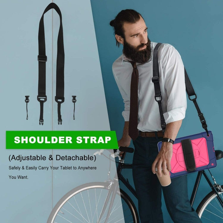 For Samsung Galaxy Tab A7 10.4 (2020) T500 Contrast Color Silicone + PC Combination Case with Holder(Navy Blue + Rose Red) - Other Galaxy Tab PC by buy2fix | Online Shopping UK | buy2fix