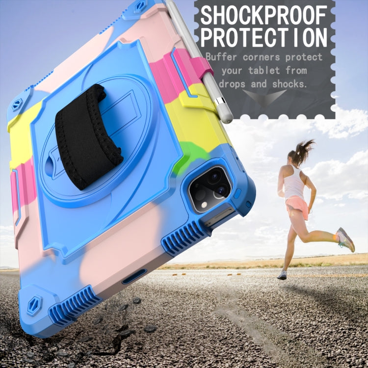 360 Degree Rotation Turntable Contrast Color Robot Shockproof Silicone + PC Protective Case with Holder For iPad Air 2022 / 2020 10.9 / Pro 11 (2020)(Colorful + Blue) - iPad Air (2022) / (2020) 10.9 Cases by buy2fix | Online Shopping UK | buy2fix