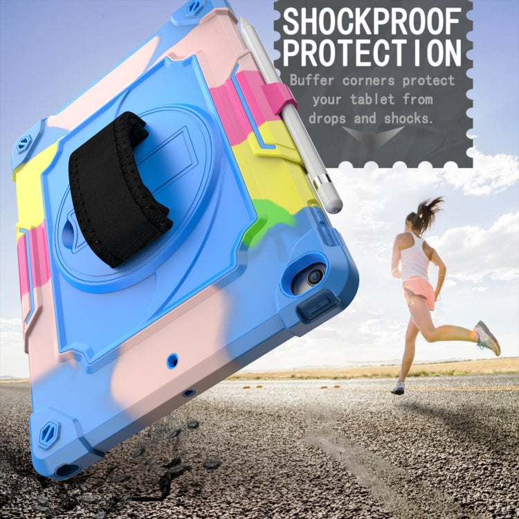 360 Degree Rotation Turntable Contrast Color Robot Shockproof Silicone + PC Protective Case with Holder For iPad 10.2 / 10.2 (2020) / Pro 10.5(Colorful + Blue) - iPad Air (2022) / (2020) 10.9 Cases by buy2fix | Online Shopping UK | buy2fix