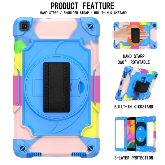 For Samsung Tab A 8.0 (2019)/T290 360 Degree Rotation Turntable Contrast Color Robot Shockproof Silicone + PC Protective Case with Holder(Colorful + Blue) - Other Galaxy Tab PC by buy2fix | Online Shopping UK | buy2fix