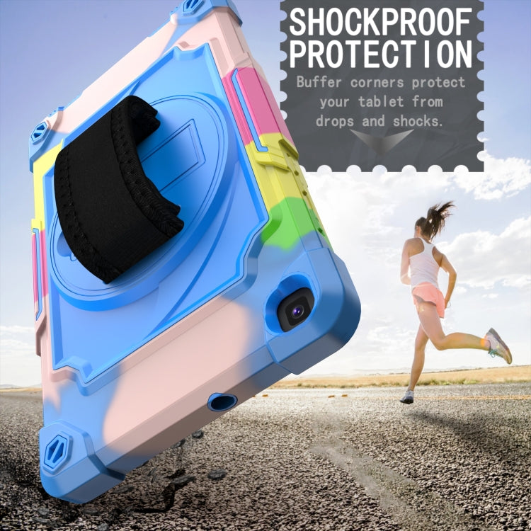 For Samsung Tab A 8.0 (2019)/T290 360 Degree Rotation Turntable Contrast Color Robot Shockproof Silicone + PC Protective Case with Holder(Colorful + Blue) - Other Galaxy Tab PC by buy2fix | Online Shopping UK | buy2fix