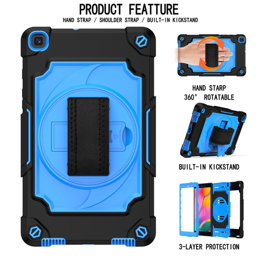 For Samsung Tab A 8.0 (2019)/T290 360 Degree Rotation Turntable Contrast Color Robot Shockproof Silicone + PC Protective Case with Holder(Black + Blue) - Other Galaxy Tab PC by buy2fix | Online Shopping UK | buy2fix