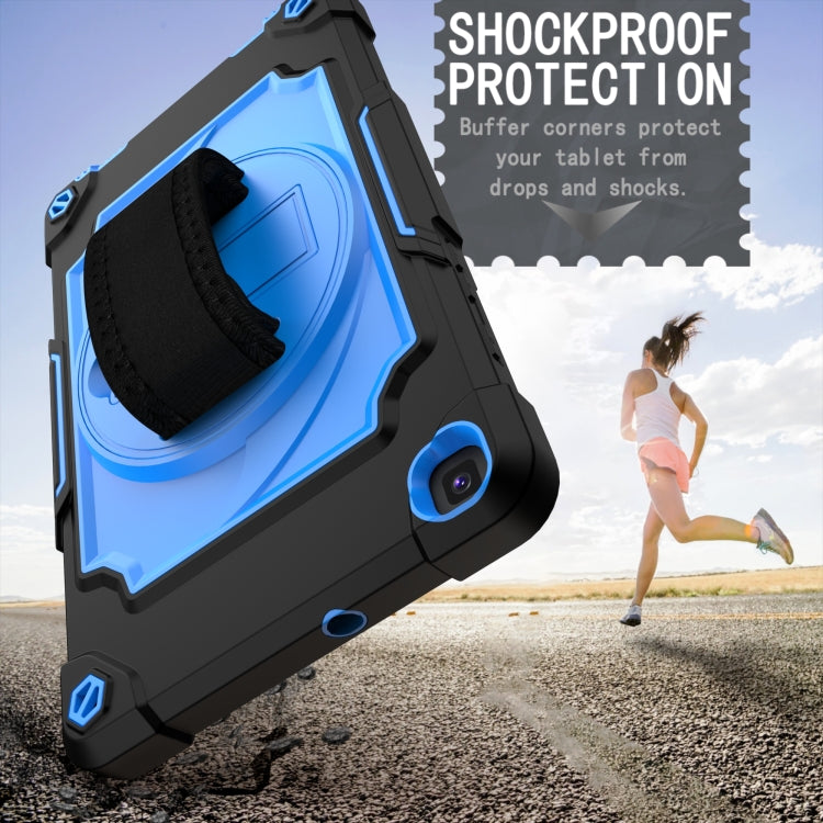 For Samsung Tab A 8.0 (2019)/T290 360 Degree Rotation Turntable Contrast Color Robot Shockproof Silicone + PC Protective Case with Holder(Black + Blue) - Other Galaxy Tab PC by buy2fix | Online Shopping UK | buy2fix
