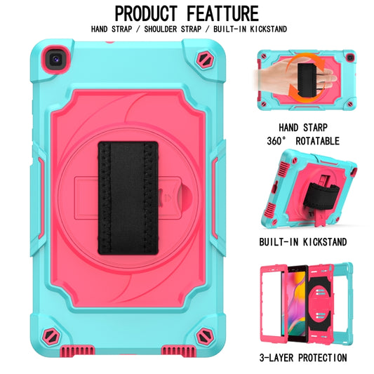For Samsung Tab A 8.0 (2019)/T290 360 Degree Rotation Turntable Contrast Color Robot Shockproof Silicone + PC Protective Case with Holder(Mint Green + Rose Red) - Other Galaxy Tab PC by buy2fix | Online Shopping UK | buy2fix
