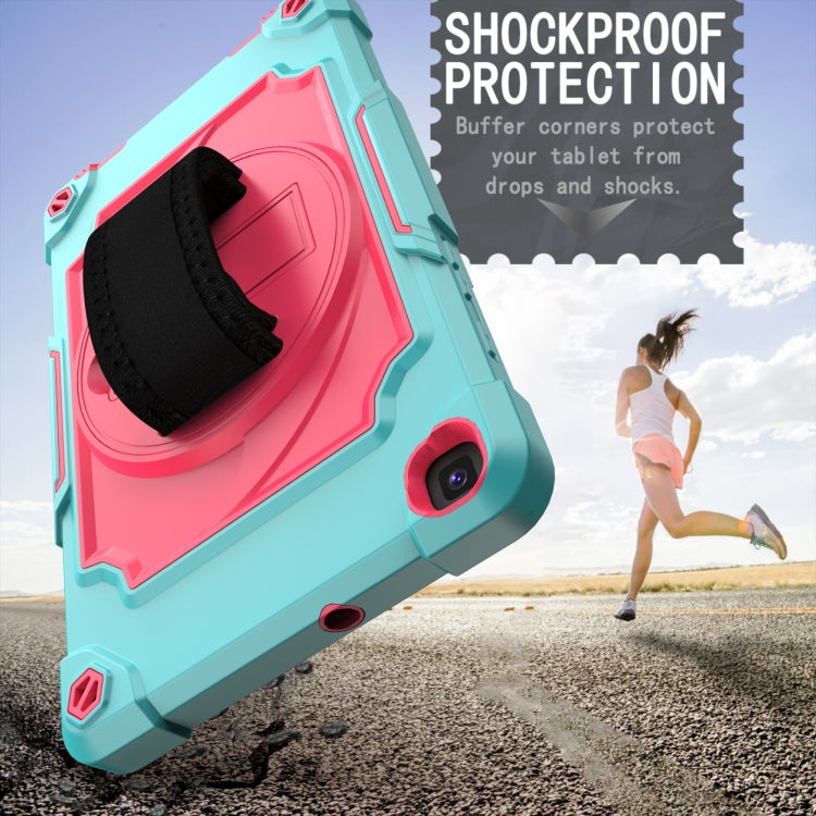For Samsung Tab A 8.0 (2019)/T290 360 Degree Rotation Turntable Contrast Color Robot Shockproof Silicone + PC Protective Case with Holder(Mint Green + Rose Red) - Other Galaxy Tab PC by buy2fix | Online Shopping UK | buy2fix