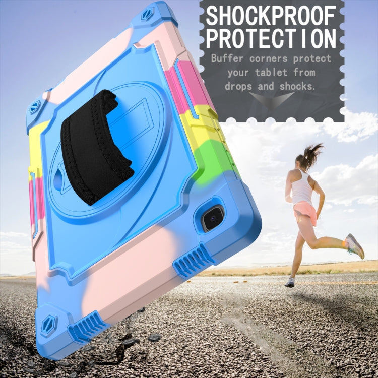 For Samsung Galaxy Tab A7 10.4 (2020)/T500 360 Degree Rotation Turntable Contrast Color Robot Shockproof Silicone + PC Protective Case with Holder(Colorful + Blue) - Other Galaxy Tab PC by buy2fix | Online Shopping UK | buy2fix
