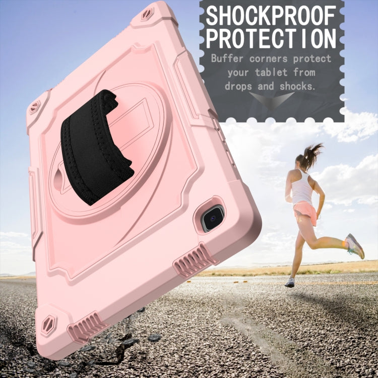 For Samsung Galaxy Tab A7 10.4 (2020)/T500 360 Degree Rotation Turntable Contrast Color Robot Shockproof Silicone + PC Protective Case with Holder(Rose Gold) - Other Galaxy Tab PC by buy2fix | Online Shopping UK | buy2fix