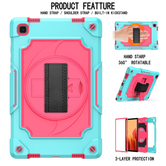 For Samsung Galaxy Tab A7 10.4 (2020)/T500 360 Degree Rotation Turntable Contrast Color Robot Shockproof Silicone + PC Protective Case with Holder(Mint Green + Rose Red) - Other Galaxy Tab PC by buy2fix | Online Shopping UK | buy2fix