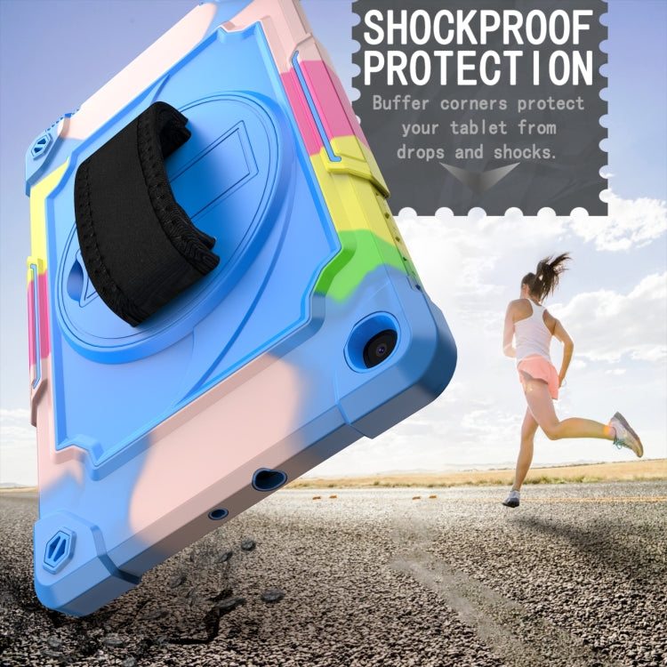 For Samsung Galaxy Tab A 10.1 (2019)/T515 360 Degree Rotation Turntable Contrast Color Robot Shockproof Silicone + PC Protective Case with Holder(Colorful + Blue) - Tab A 10.1 (2019) T510 / T515 by buy2fix | Online Shopping UK | buy2fix