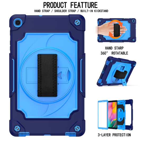 For Samsung Galaxy Tab A 10.1 (2019)/T515 360 Degree Rotation Turntable Contrast Color Robot Shockproof Silicone + PC Protective Case with Holder(Navy Blue + Blue) - Tab A 10.1 (2019) T510 / T515 by buy2fix | Online Shopping UK | buy2fix
