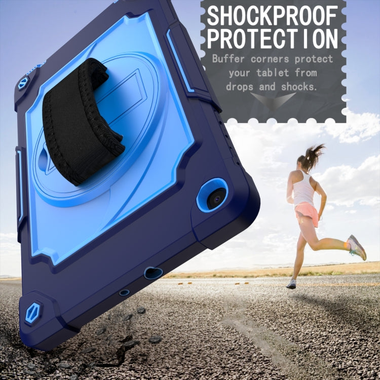 For Samsung Galaxy Tab A 10.1 (2019)/T515 360 Degree Rotation Turntable Contrast Color Robot Shockproof Silicone + PC Protective Case with Holder(Navy Blue + Blue) - Tab A 10.1 (2019) T510 / T515 by buy2fix | Online Shopping UK | buy2fix