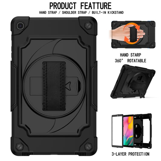 For Samsung Galaxy Tab A 10.1 (2019)/T515 360 Degree Rotation Turntable Contrast Color Robot Shockproof Silicone + PC Protective Case with Holder(Black) - Tab A 10.1 (2019) T510 / T515 by buy2fix | Online Shopping UK | buy2fix