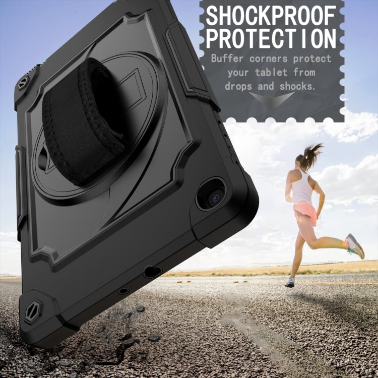 For Samsung Galaxy Tab A 10.1 (2019)/T515 360 Degree Rotation Turntable Contrast Color Robot Shockproof Silicone + PC Protective Case with Holder(Black) - Tab A 10.1 (2019) T510 / T515 by buy2fix | Online Shopping UK | buy2fix