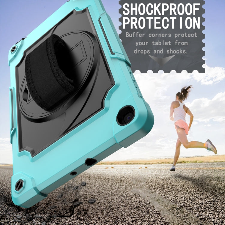 For Samsung Galaxy Tab A 10.1 (2019)/T515 360 Degree Rotation Turntable Contrast Color Robot Shockproof Silicone + PC Protective Case with Holder(Mint Green + Black) - Tab A 10.1 (2019) T510 / T515 by buy2fix | Online Shopping UK | buy2fix