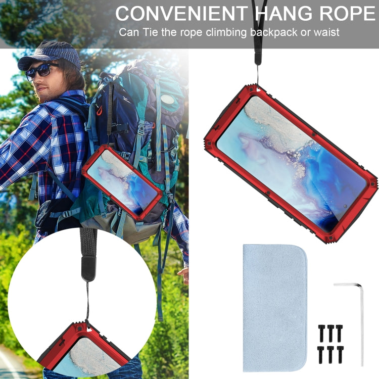 For Samsung Galaxy S21 Ultra 5G R-JUST Shockproof Waterproof Dust-proof Metal + Silicone Protective Case with Holder(Red) by R-JUST