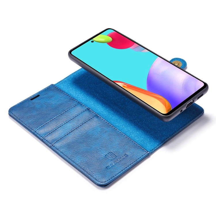 For Samsung Galaxy A52 5G / 4G DG.MING Crazy Horse Texture Flip Detachable Magnetic Leather Case with Holder & Card Slots & Wallet(Blue) by DG.MING