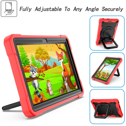 For Amazon Kindle Fire HD 8 (2020) Contrast Color Shockproof Robot Silicone + PC Case with Wristband Holder(Red + Black) - Amazon by buy2fix | Online Shopping UK | buy2fix