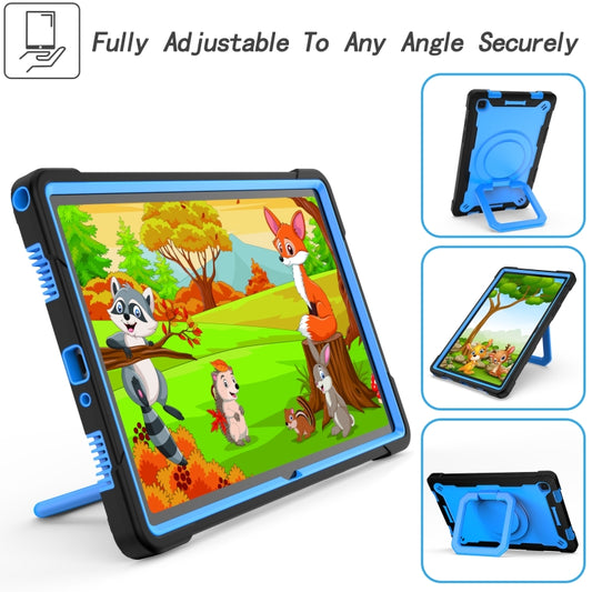 For Samsung Galaxy Tab A7 10.4 (2020) T500 / T505 Contrast Color Shockproof Robot Silicone + PC Case with Wristband Holder(Black + Blue) - Other Galaxy Tab PC by buy2fix | Online Shopping UK | buy2fix