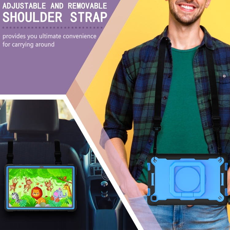 For Samsung Galaxy Tab A7 10.4 (2020) T500 / T505 Contrast Color Shockproof Robot Silicone + PC Case with Wristband Holder(Black + Blue) - Other Galaxy Tab PC by buy2fix | Online Shopping UK | buy2fix
