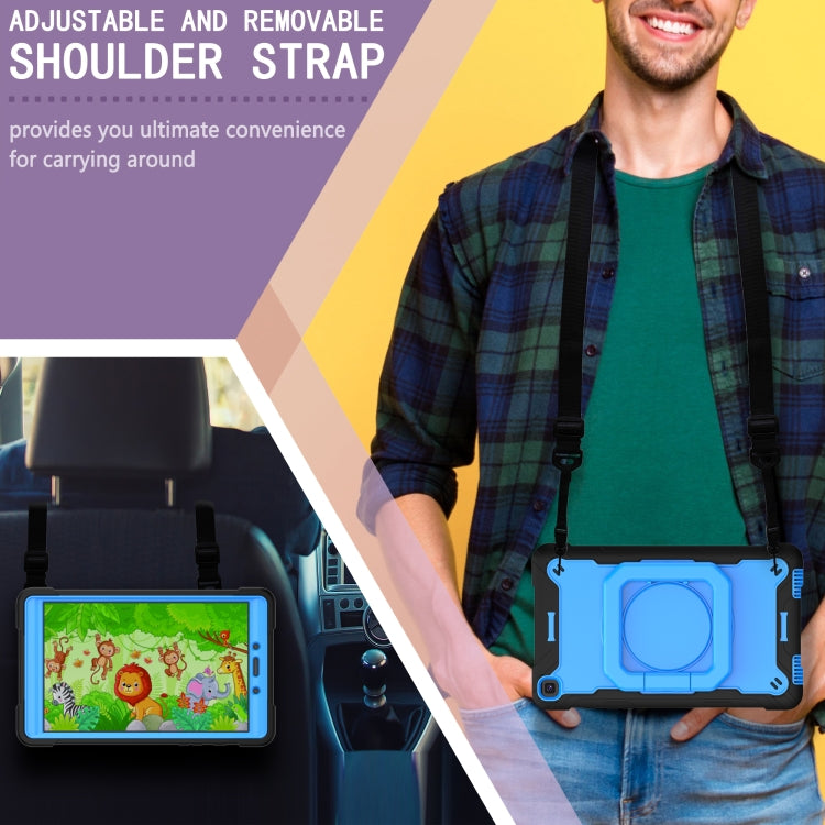 For Samsung Galaxy Tab A 8.0 (2019) T290 Contrast Color Shockproof Robot Silicone + PC Case with Wristband Holder(Black + Blue) - Other Galaxy Tab PC by buy2fix | Online Shopping UK | buy2fix