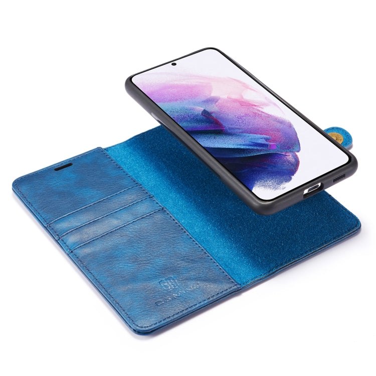 For Samsung Galaxy S21 5G DG.MING Crazy Horse Texture Flip Detachable Magnetic Leather Case with Holder & Card Slots & Wallet(Blue) by DG.MING