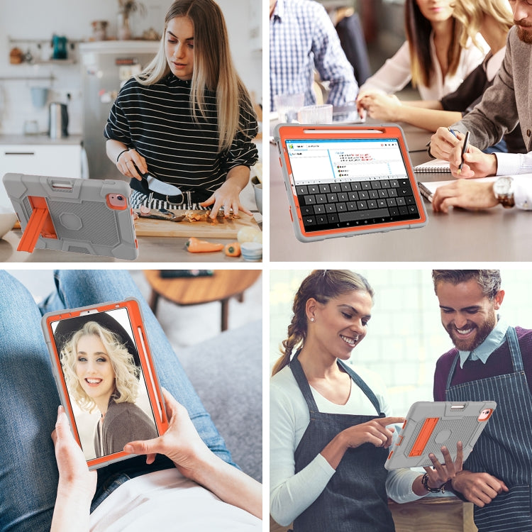 Contrast Color Robot Shockproof Silicone + PC Protective Case with Holder For iPad Air 2022 / 2020 10.9 inch(Grey Orange) - iPad Air (2022) / (2020) 10.9 Cases by buy2fix | Online Shopping UK | buy2fix