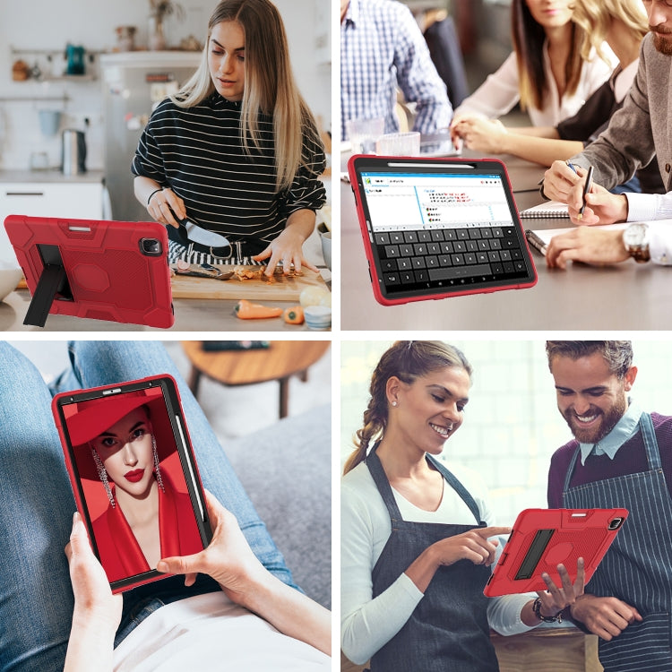 For iPad Pro 12.9 inch (2020) Contrast Color Robot Shockproof Silicone + PC Protective Tablet Case with Holder(Red Black) - iPad Pro 12.9 (2020) Cases by buy2fix | Online Shopping UK | buy2fix