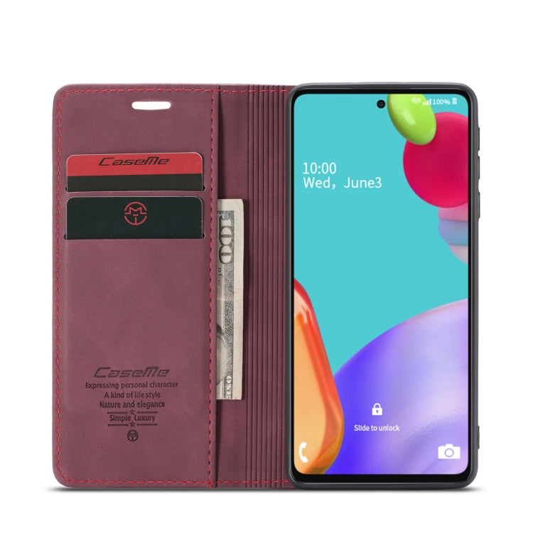 For Samsung Galaxy A52 5G / 4G CaseMe 013 Multifunctional Horizontal Flip Leather Case with Holder & Card Slot & Wallet(Wine Red) by CaseMe