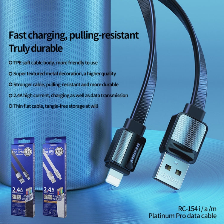 Remax RC-154i 2.4A 8 Pin Platinum Pro Charging Data Cable, Length: 1m (White) by REMAX