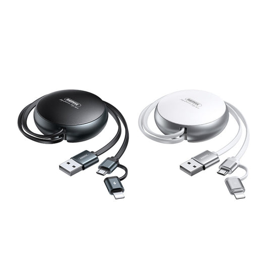 Remax RC-182i 2A 2 In 1 8 Pin + Micro USB Creation Series Telescopic Charging Data Cable, Length: 90cm(White) by REMAX