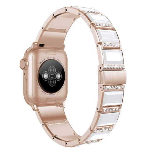 XingYao Series Two-tone Steel Watch Band For Apple Watch Series 9&8&7 41mm / SE 3&SE 2&6&SE&5&4 40mm / 3&2&1 38mm(Gold+White) by buy2fix