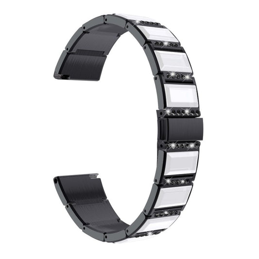 For Samsung Galaxy Watch 42mm Stainless Steel Diamond Encrusted Watch Band(Black+White) by buy2fix