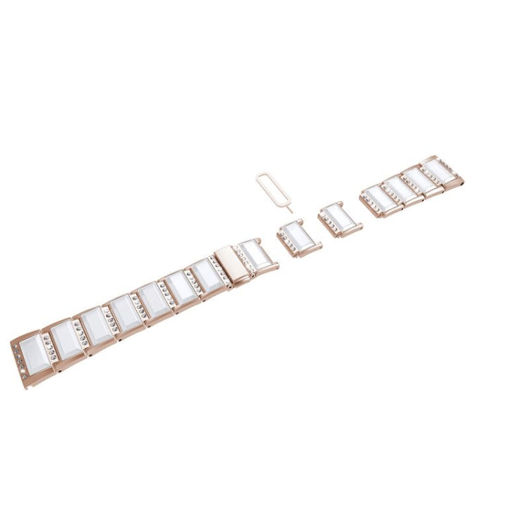 For Samsung Galaxy Watch 42mm Stainless Steel Diamond Encrusted Watch Band(Gold+White) by buy2fix