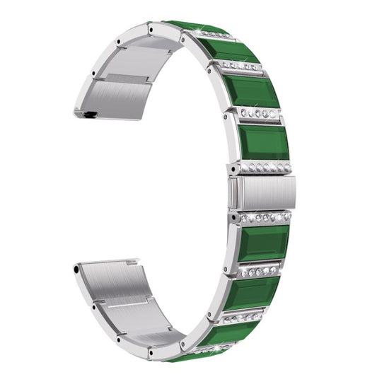 For Samsung Galaxy Watch 46mm Stainless Steel Diamond Encrusted Watch Band(Silver+Green) by buy2fix