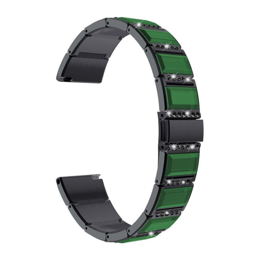 For Samsung Galaxy Watch 3 41mm Stainless Steel Diamond Encrusted Watch Band(Black+Green) by buy2fix