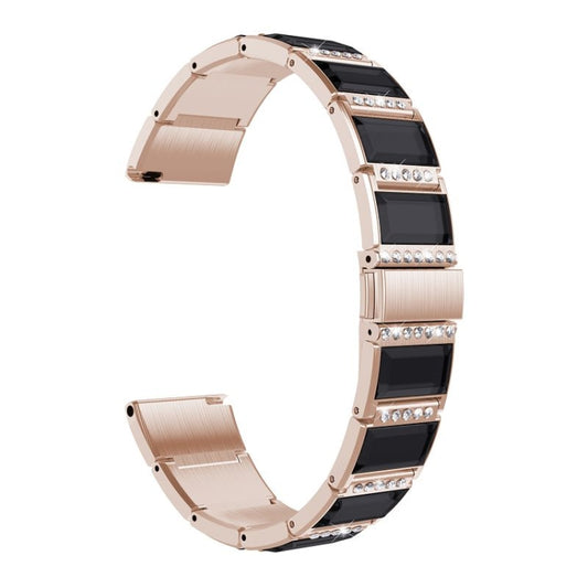 For Samsung Galaxy Watch 3 41mm Stainless Steel Diamond Encrusted Watch Band(Gold+Black) by buy2fix