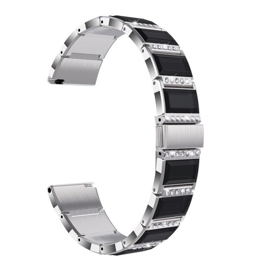 For Samsung Galaxy Watch 3 41mm Stainless Steel Diamond Encrusted Watch Band(Silver+Black) by buy2fix