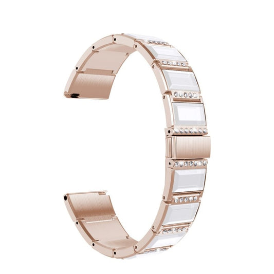 For Samsung Galaxy Watch 3 45mm Stainless Steel Diamond Encrusted Watch Band(Gold+White) by buy2fix