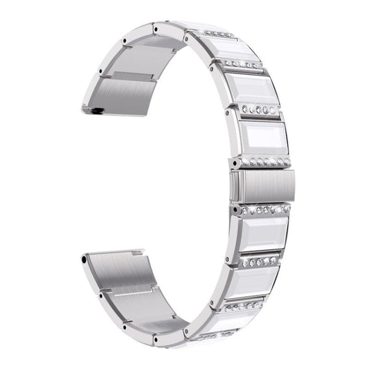 For Samsung Galaxy Watch 3 45mm Stainless Steel Diamond Encrusted Watch Band(Silver+White) by buy2fix