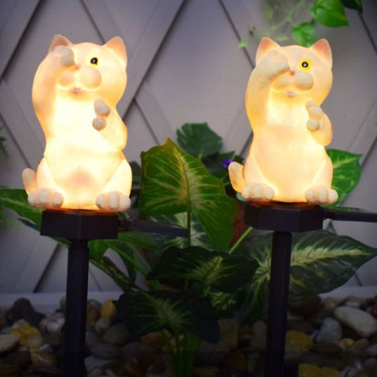 Solar Powered Resin Cat Shape Landscape Light Outdoor LED Garden Lawn Light(Grey-C) by buy2fix