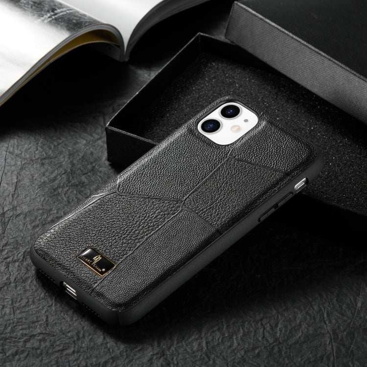 For iPhone 11 Pro Max Fierre Shann Leather Texture Phone Back Cover Case (Ox Tendon Black) - iPhone 11 Pro Max Cases by FIERRE SHANN | Online Shopping UK | buy2fix