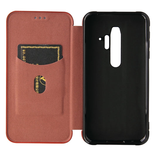 For Blackview BV6300 Pro Carbon Fiber Texture Horizontal Flip TPU + PC + PU Leather Case with Card Slot(Brown) by buy2fix