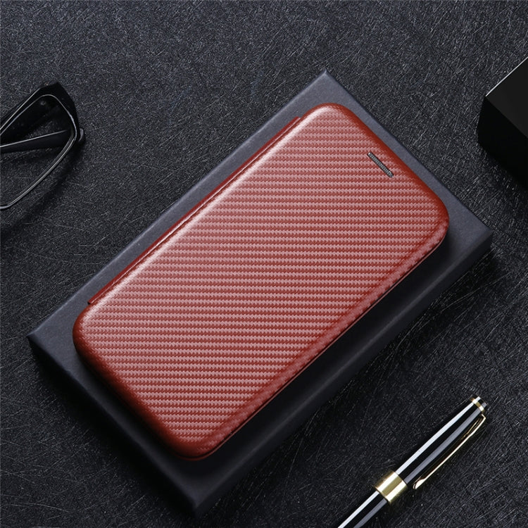 For Blackview BV6300 Pro Carbon Fiber Texture Horizontal Flip TPU + PC + PU Leather Case with Card Slot(Brown) by buy2fix