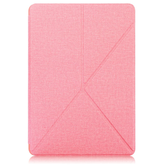 For Samsung Galaxy Tab S8 / Galaxy Tab S7 T870 Cloth Texture Multi-folding Horizontal Flip PU Leather Shockproof Case with Holder & Sleep / Wake-up Function(Pink) by buy2fix