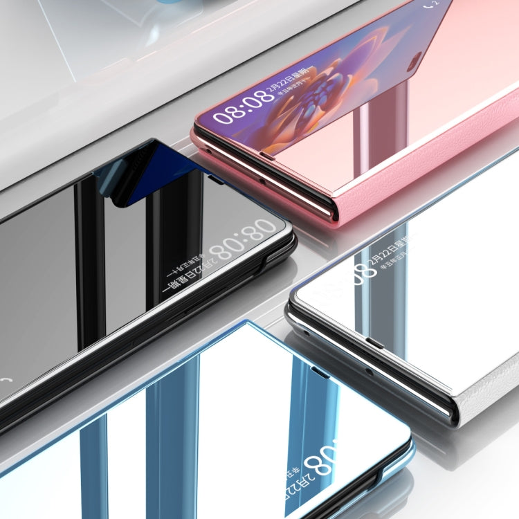 For Huawei Mate X2 Electroplated Mirror Protective Case with Holder(Pink) - Huawei Cases by buy2fix | Online Shopping UK | buy2fix