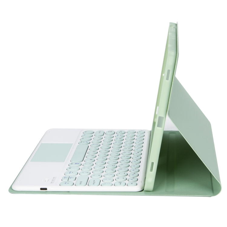 YT098B-A Detachable Candy Color Skin Feel Texture Round Keycap Bluetooth Keyboard Leather Case with Touch Control For iPad Air 11 2024 / 2025 / Air 4 10.9 2020 / Air 5 10.9 2022 (Light Green) by buy2fix
