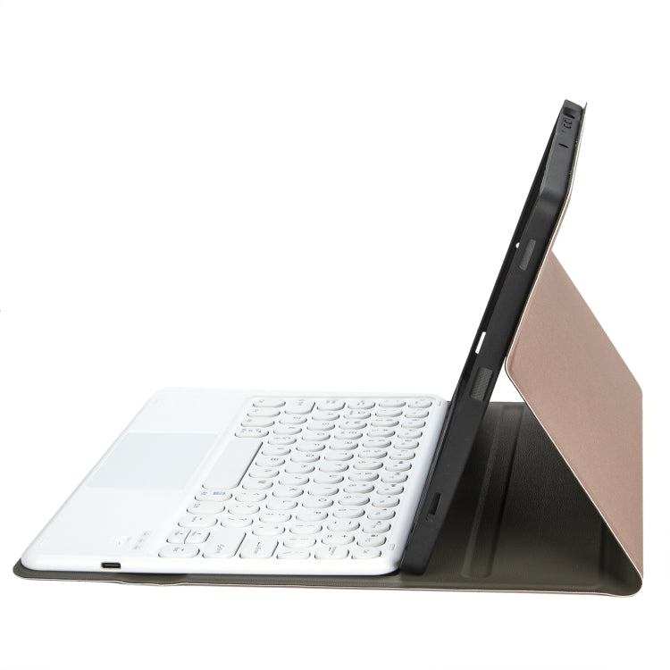 YA098B-A Detachable Lambskin Texture Round Keycap Bluetooth Keyboard Leather Tablet Case with Touch Control & Pen Slot & Stand For iPad Air 5 / 4 10.9 inch 2020 / Pro 11 inch 2020 / 2018(Rose Gold) by buy2fix