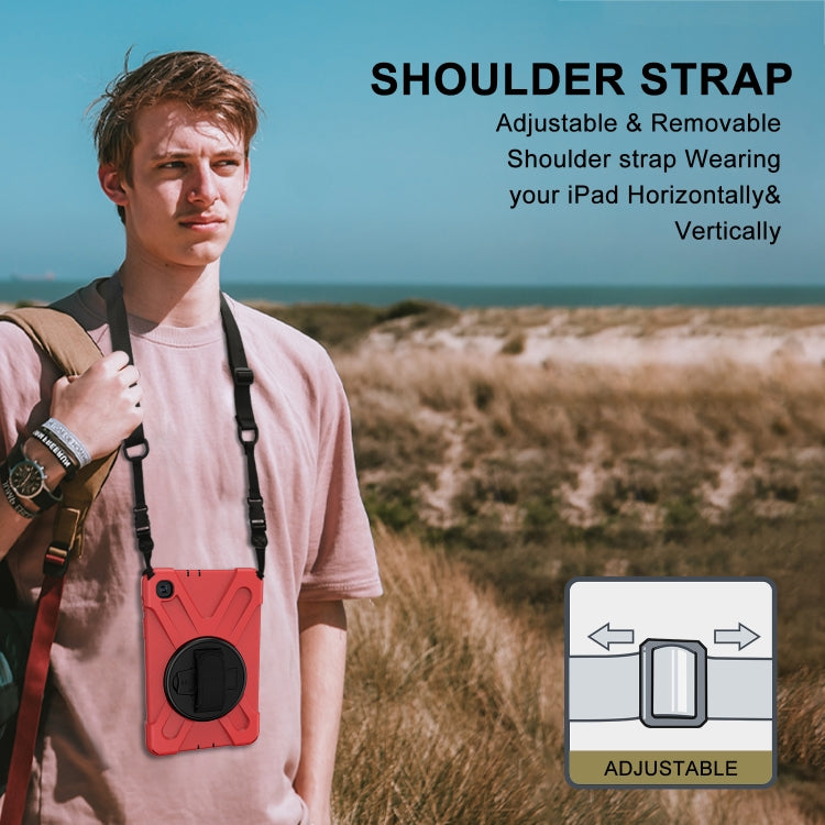 For Samsung Galaxy Tab A 8.4 2020 T307U Shockproof Colorful Silicone + PC Protective Case with Holder & Shoulder Strap & Hand Strap(Red) - Tab A 8.4 (2020) by buy2fix | Online Shopping UK | buy2fix
